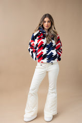 Houndstooth Noelle Faux Fur Jacket