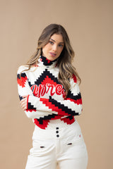 Chevron Merino Wool Turtleneck sweater
