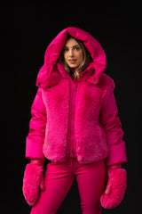 Hill Faux Fur Ski Mitten Rosa