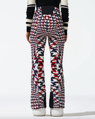Twisted Houndstooth High-Waist Aurora Flare Ski Pant