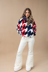 Houndstooth Noelle Faux Fur Jacket