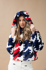 Houndstooth Noelle Faux Fur Jacket