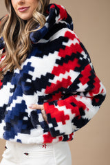 Houndstooth Noelle Faux Fur Jacket