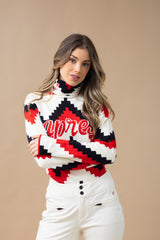 Chevron Merino Wool Turtleneck sweater